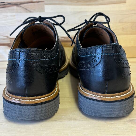 CLARK’S Extra-light Black Wingtip Dress Shoes Men’s 8W - Picture 7 of 11